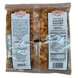 Packaged golden raisins with Swad brand label on a white background