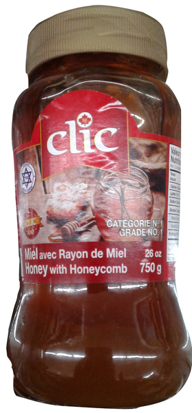 CLIC KOSHER HONEY WITH HONEYCOMB 26 OZ.