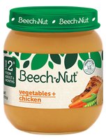 BEECH-NUT BABY FOOD JAR, STAGE 2, VEGETABLES+CHICKEN, 4 OZ