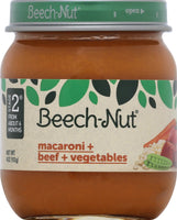 Beech-Nut Baby Food Jar, Stage 2, MACARONI+BEEF+VEGETABLES, 4 oz